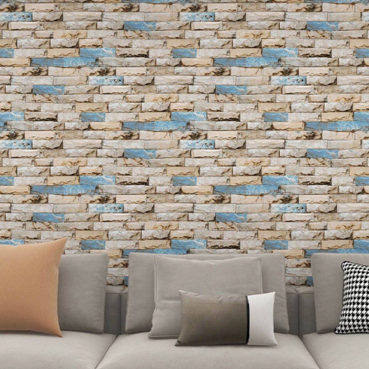 Industrial Wall Plank Brick Print Bathroom and Living Room Wall Panels