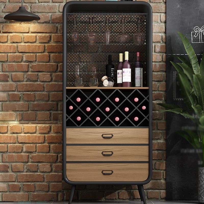 Modern 3-Drawer Wood Sideboard Open Storage Buffet Table with Wine Rack for Living Room