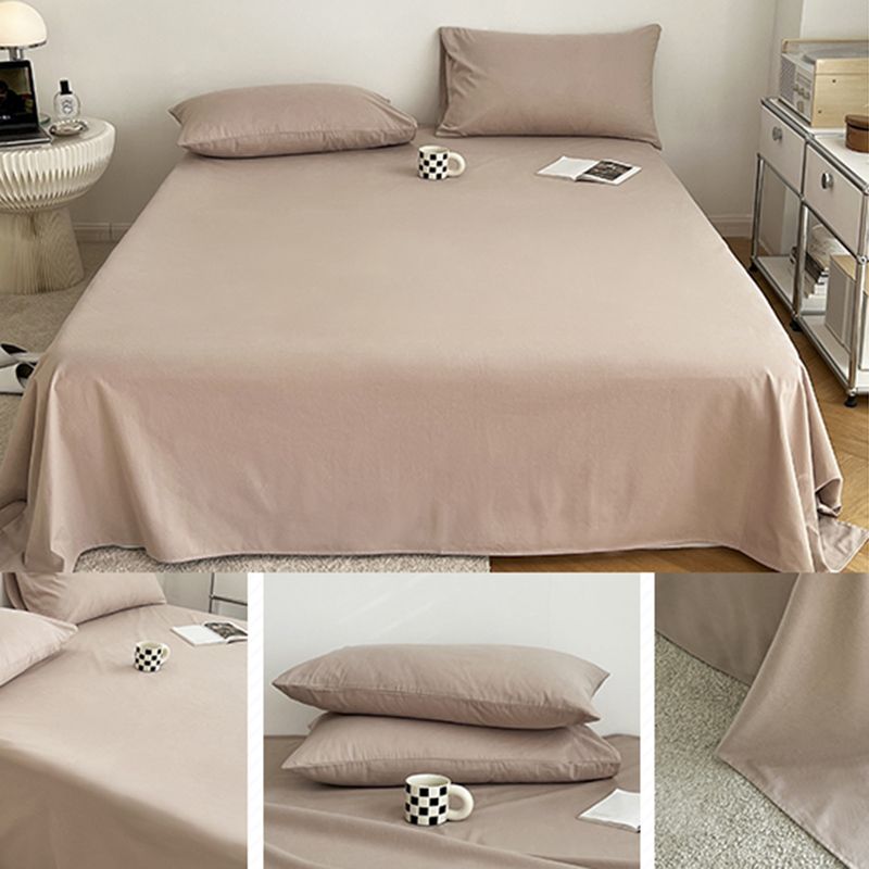 Cotton Plain Bed Sheet Breathable Fade Resistant Bed Sheet Set