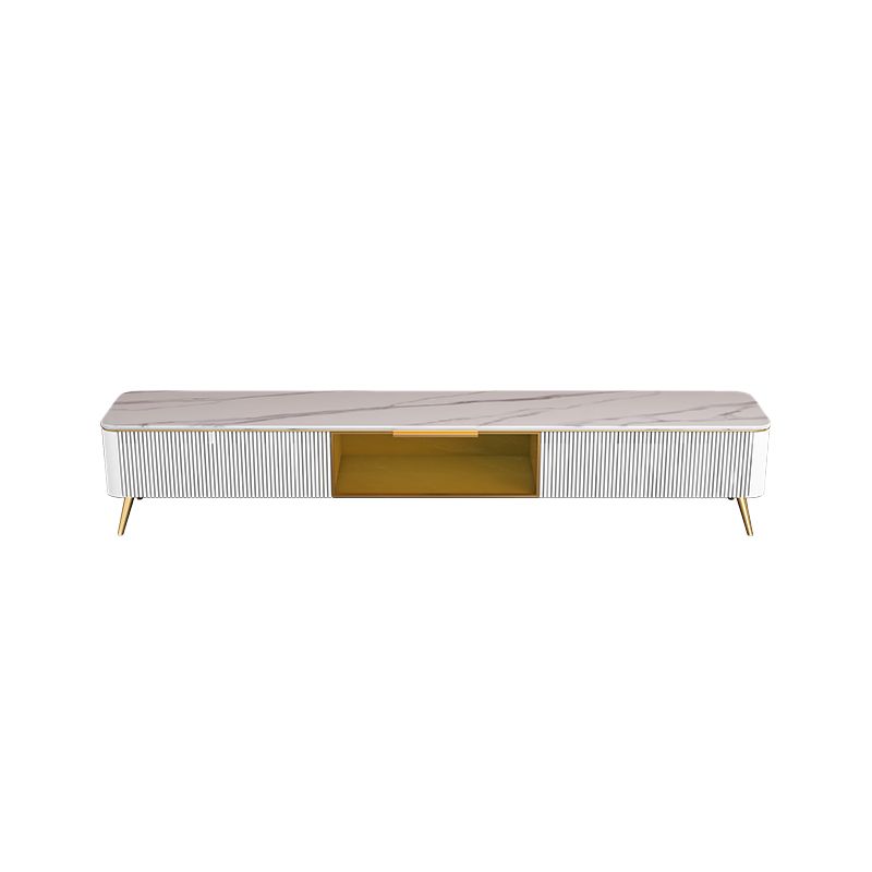 Stone Top Media Console Modern TV Media Stand with Gold Metal Legs