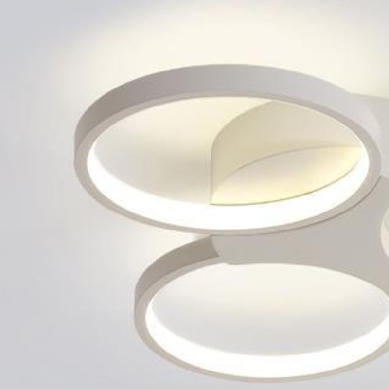 LED Ring 3 / 6 - Light Semi Flush Mount in Matte White Iron and Acrylic Ceiling Fixture