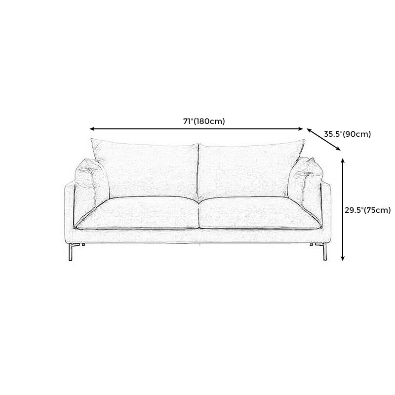 Stationary Fabric Living Room Couch Recessed Arm Standard Cushions Sofa