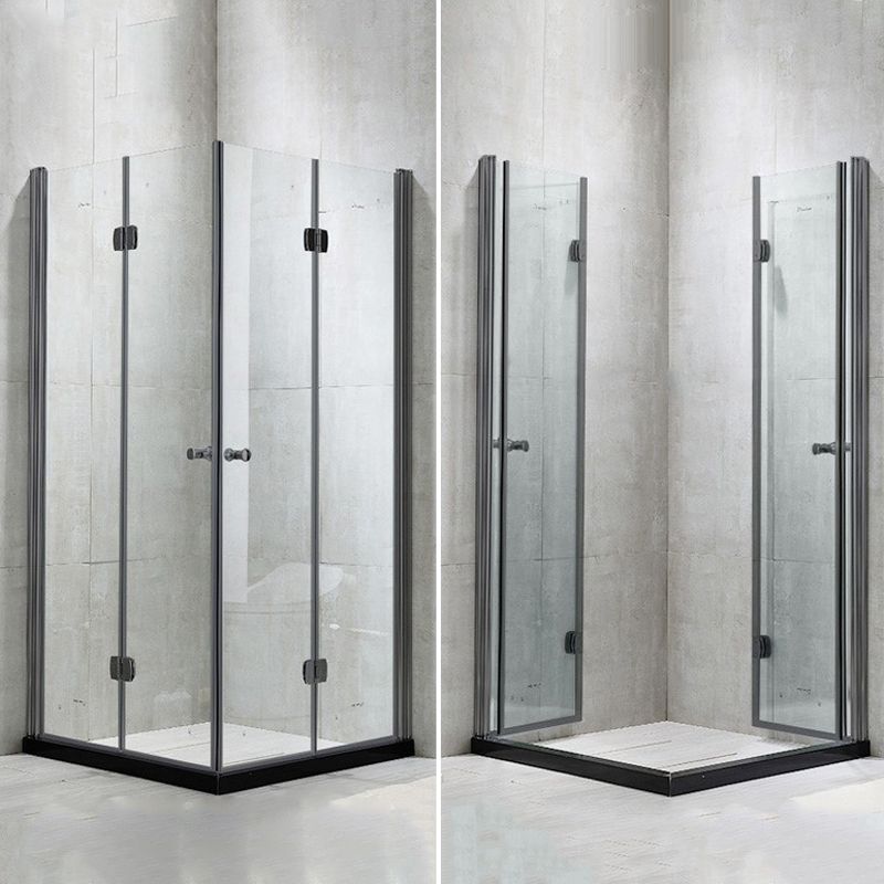 Modern Shower Stall Framed Corner Mounted Black Shower Enclosure