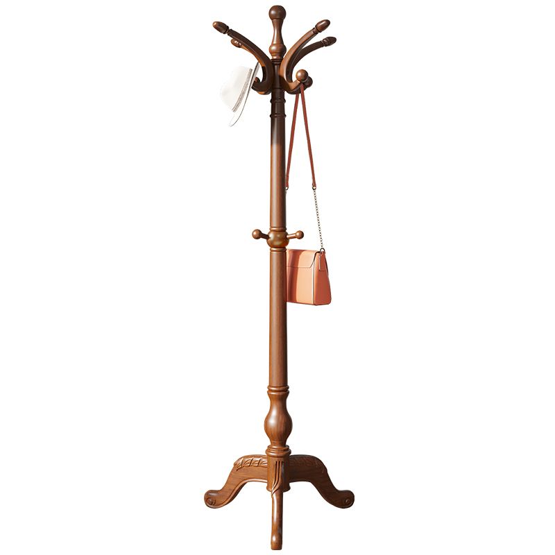 Solid Wood Entry Coat Rack Traditional Style Simple Living Room Floor Coat Hanger