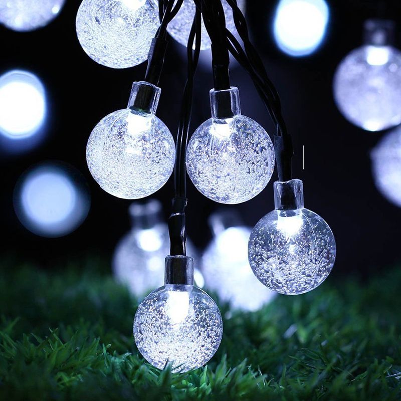 5.9ft Bubble Ball Solar String Light Art Decor Plastic 200 Heads Garden LED Fairy Lighting, 2 Pcs