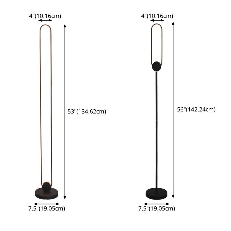 Lampe à foyer de salon oblong metal LED minimaliste debout lumière avec interrupteur de pied