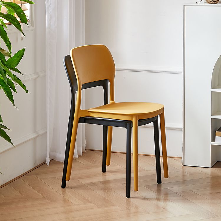 Scandinavian Plastic Stacking Dining Chairs Armless Open Back Chairs