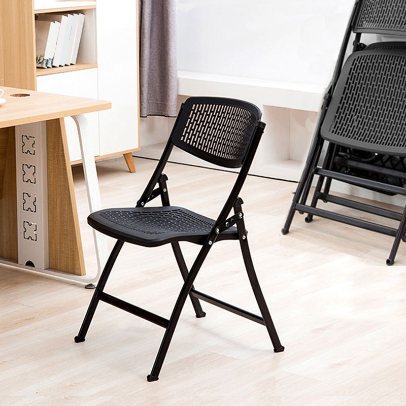 Folding Armless Conference Chair Iron Frame Plastic Back and Seat Chair