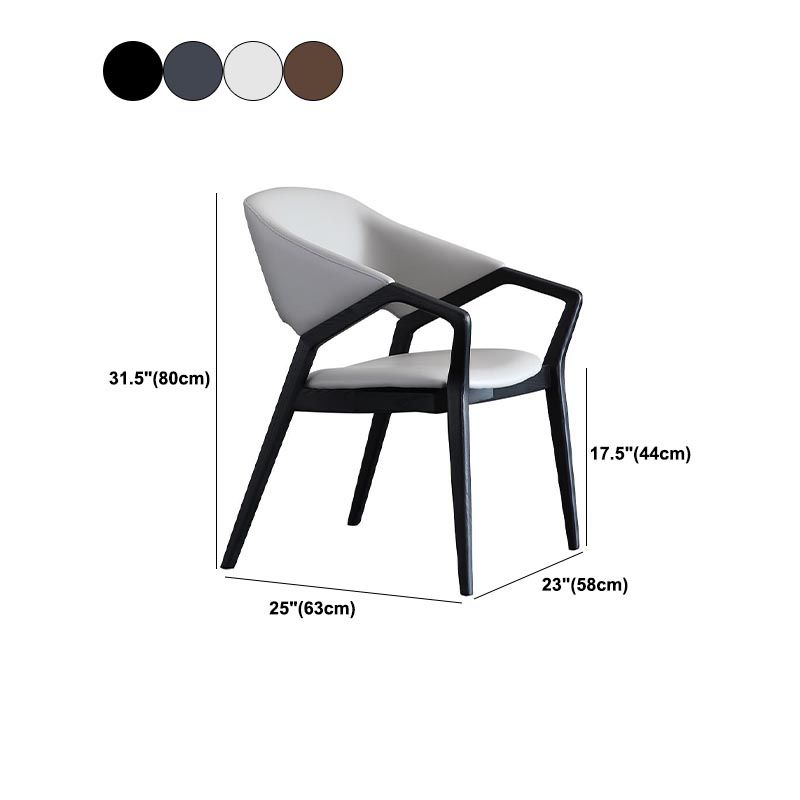 Contemporary Wood Dining Arm Chair Open Back Dining Side Furniture in Matte Finish