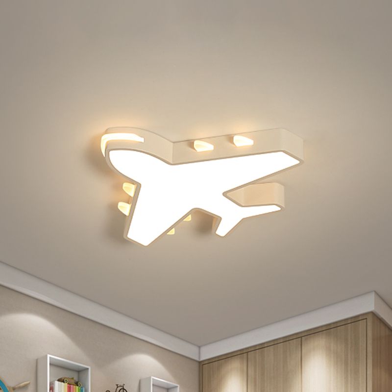 19.5/23.5 Inch Wide White/Blue Airplane Flush Mount Fixture Acrylic Modernism LED Flush Light in Warm/White Light