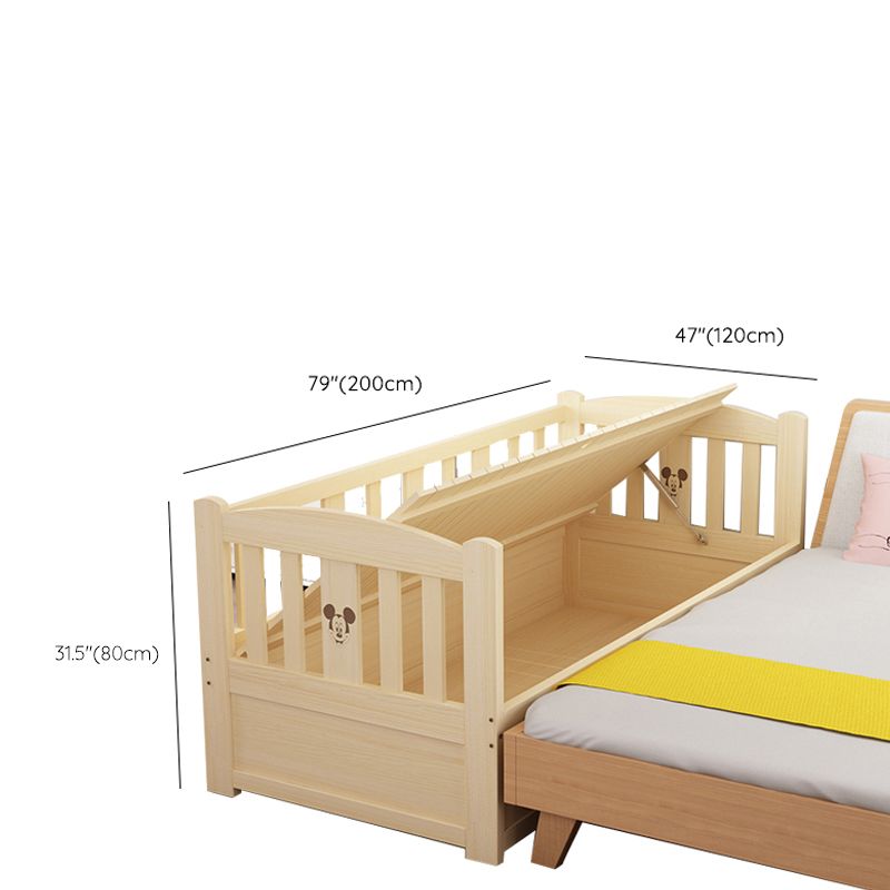 Farmhouse Wood Baby Crib Pine Light Wood Nursery Crib with Storage