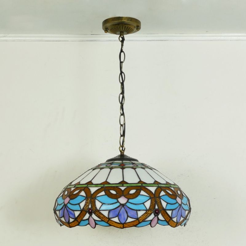 1-licht halfrond hanglampje Tiffany hand opgerolde kunstglas hangende verlichtingsarmatuur