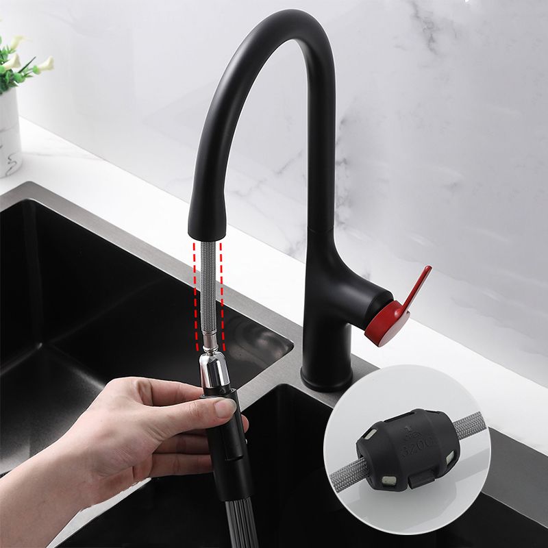 Contemporary Pull Down Single Handle Kitchen Faucet High Arch Water Filler