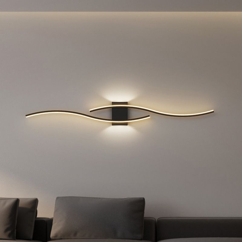 Minimalism LED Wall Light Fixtures Waving Metal Indoor Sconce Lights