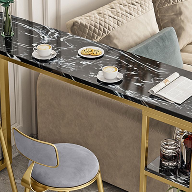 Glam Style Bar Table 42-inch Height Artificial Marble Top Bistro Table