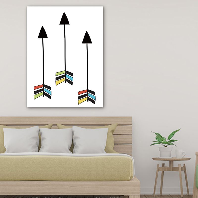 Upright Arrow Print Painting Nordic Stylish Textured Canvas Wall Art for Dining Room