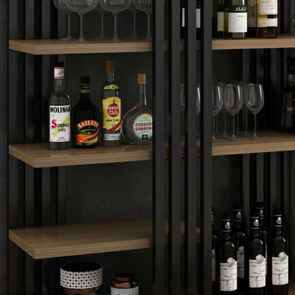 Metal Floor Bottle Wine Rack Contemporary Wine Holder with Storage Shelves