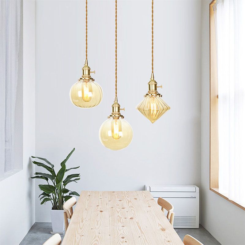 Geometric Pendant Ceiling Lights Industrial 1-Light Glass Pendant Light Fitting