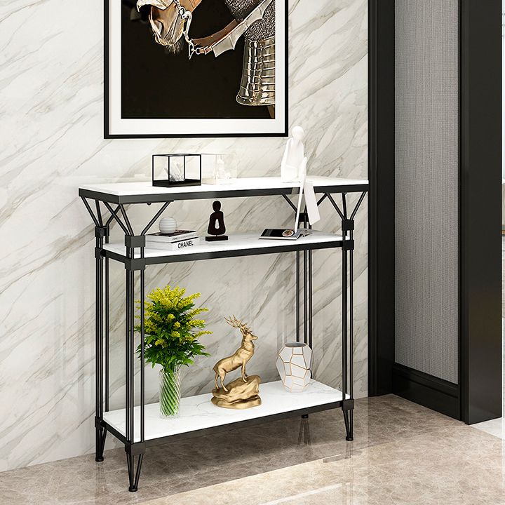 Contemporary Marble Console Sofa Table Rectangle Frame End Table for Hall