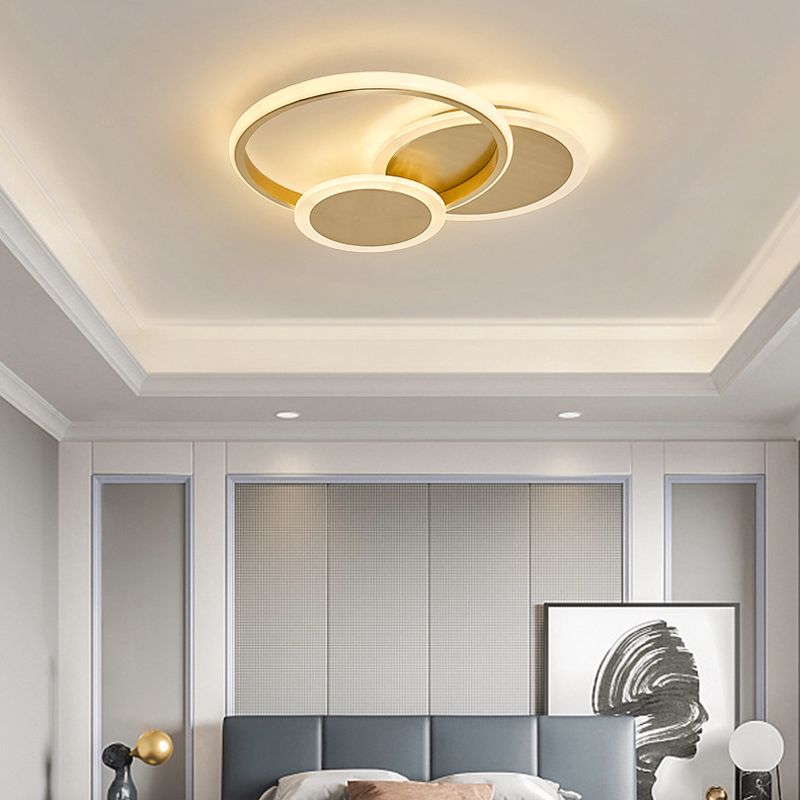 Multiple-Light Round Flush Mount Lighting Modern Metal Ceiling Lighting