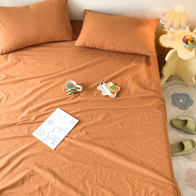 3-Piece Solid Color Sheet Set Cotton Tear Resistant Bed Sheet