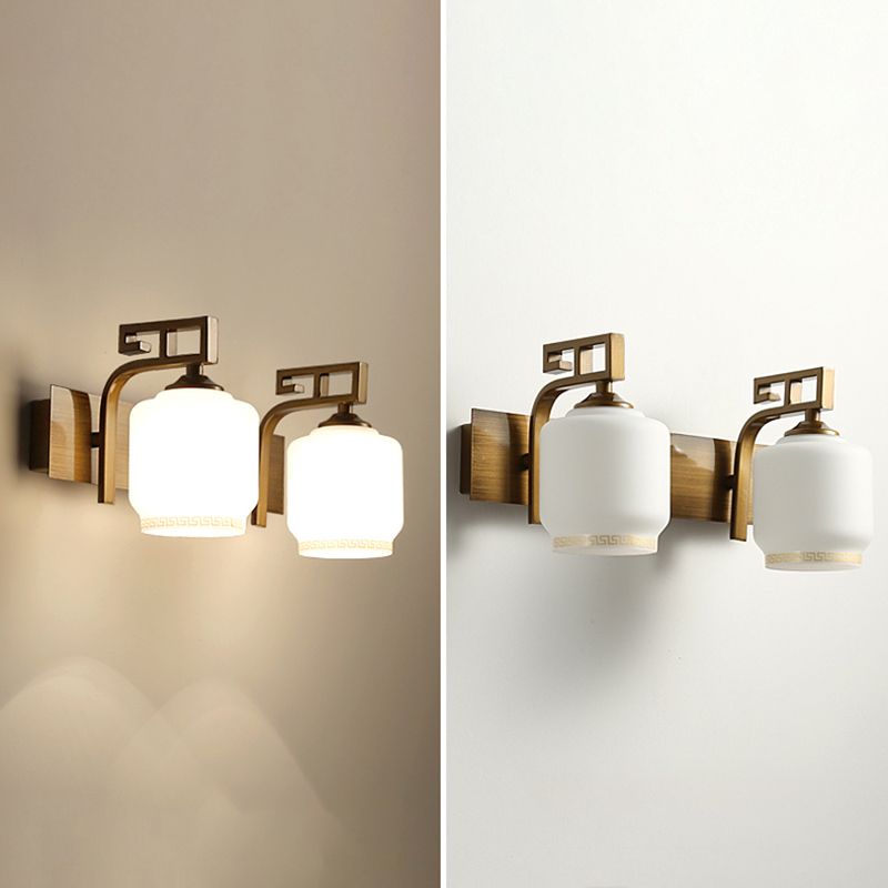 Industrial Glass Shade Vanity Light Minimalist Wall Light Sconce for Washroom