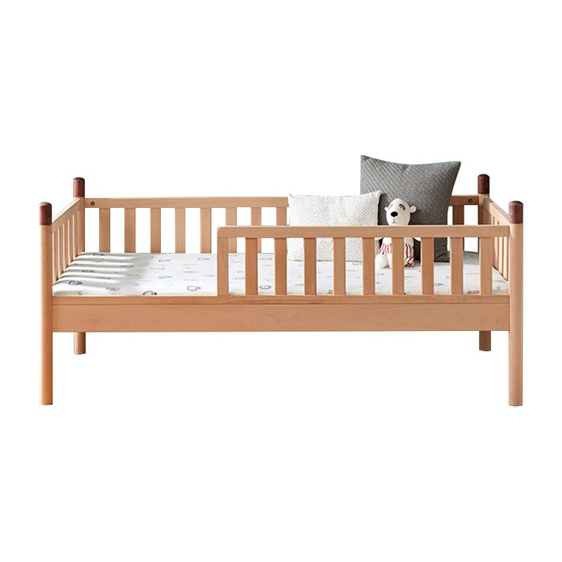 Minimalist Nursery Crib with Guardrail Washed Natural Wood with Mattress Nursery Bed