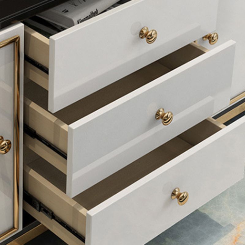 Glam Sideboard Buffet 3 Drawers and 2 Doors Cabinets Mirrored Sideboard