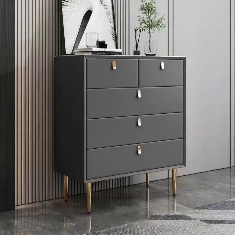 Vertical Wood Lingerie Chest Modern Bedroom Storage Chest with 5 Drawers