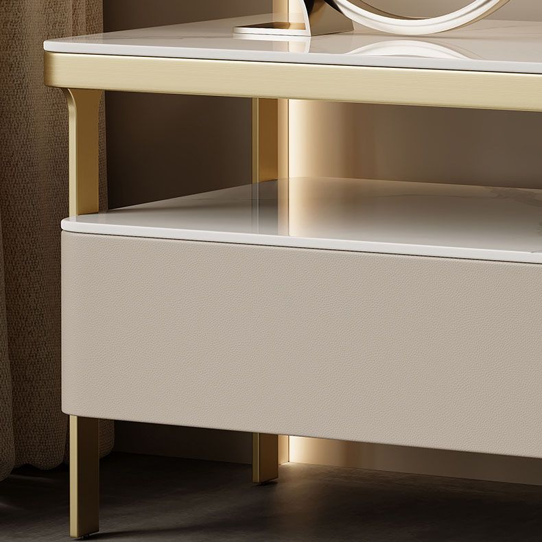 Glam Bedside Cabinet Open Storage Bed Nightstand with Drawer