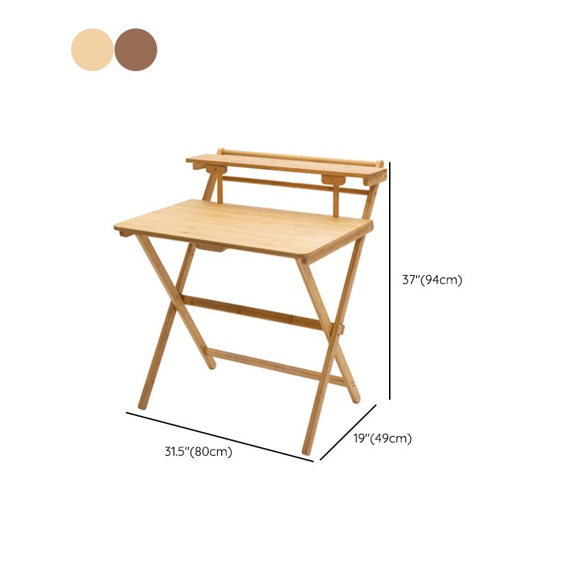 Student Desk with Storage Shelves Bamboo Foldable Home Desk and Chair