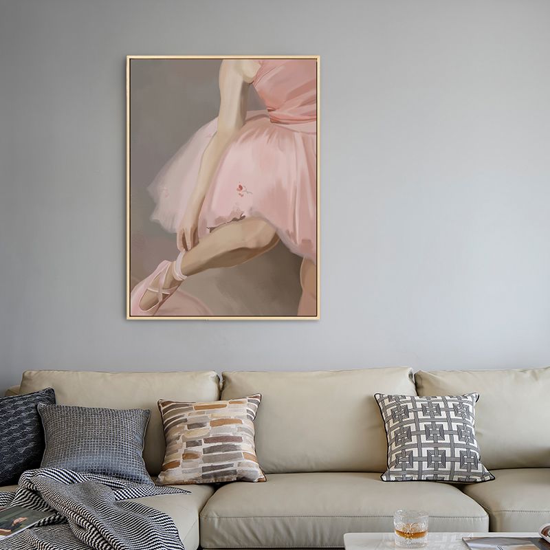 Pink Ballet Wall Art Dancer Vintage Textured Canvas Print for Girls Bedroom