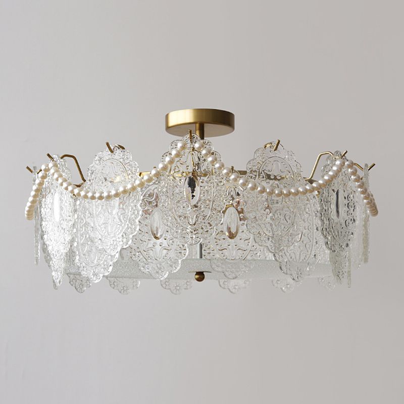 Contemporary Glass Ceiling Light Household Flush Mount Light Fixture for Bedroom