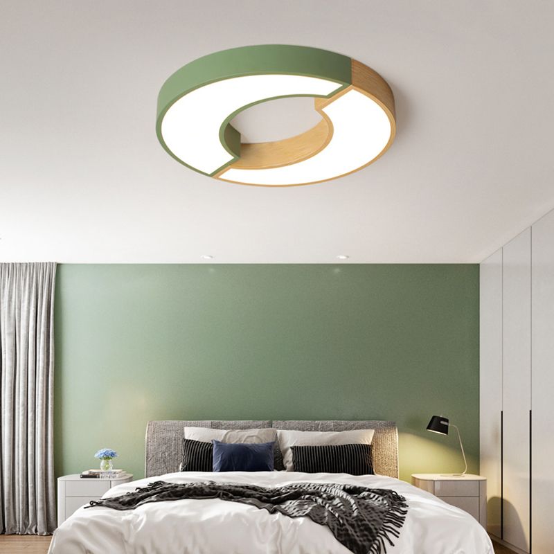 2 Light Circle Ceiling Light Modern Macaron Style Metal Ceiling Lighting for Bedroom