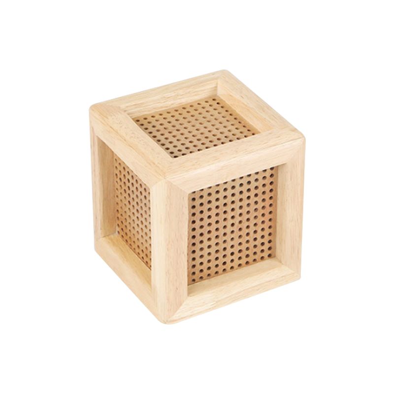 Cube Box Nacht Mini Nacht Lampe Holz 1 Kopf Nordic Tischlicht mit durchbohrtem Loch in Beige