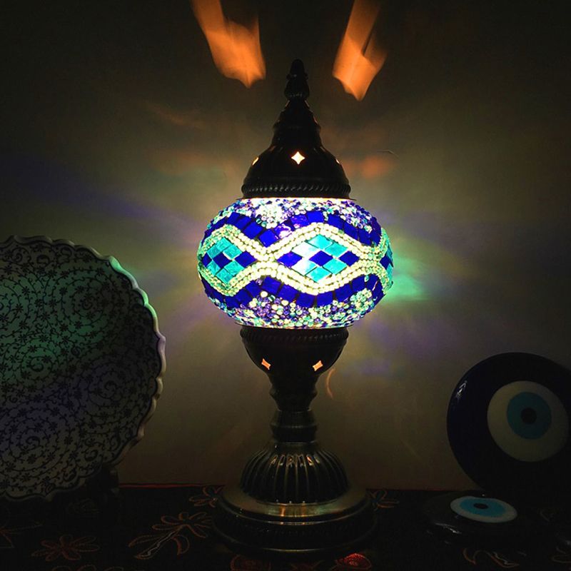 Turkish Mosaic Table Lamp Vintage Style Glass Lamp Shade Desk Lamp Fixture