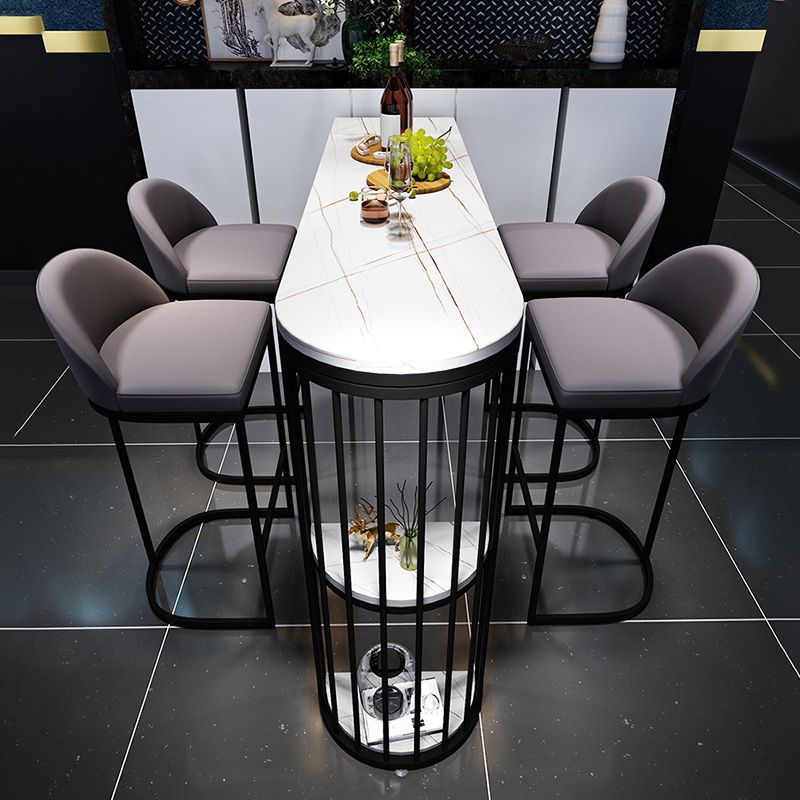 Modern Stone Bar Dining Table Ellipse Bar Table for Small Places