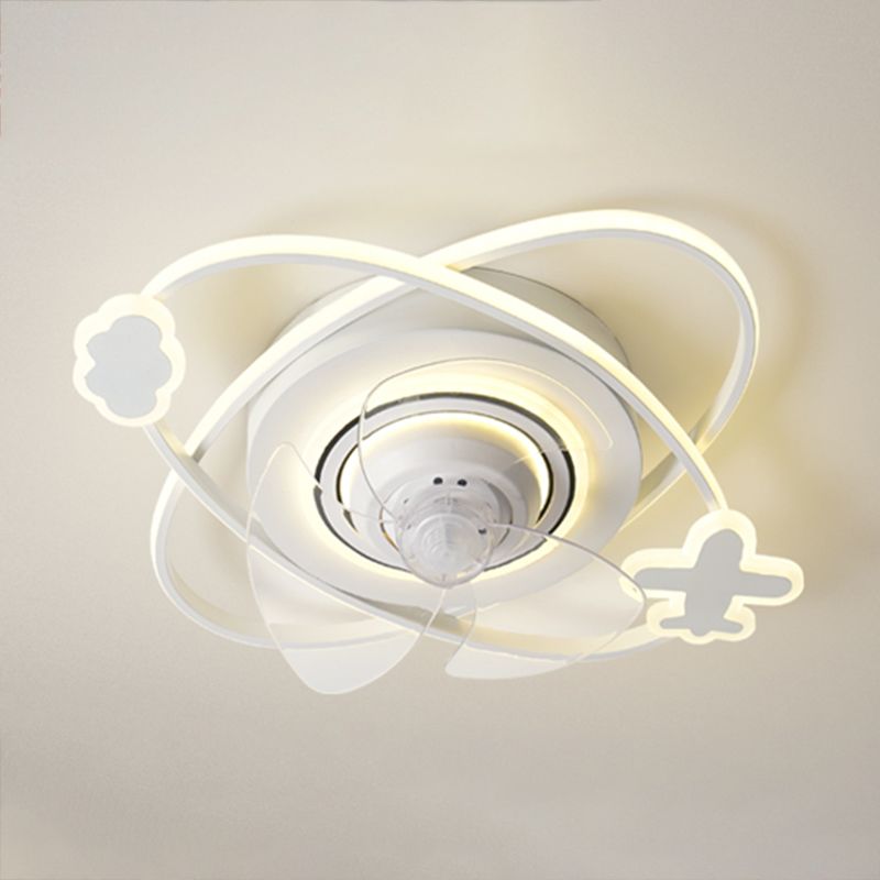 Ceiling Fan Light Minimalist Metal Kids Bedroom LED Close to Ceiling Lamp