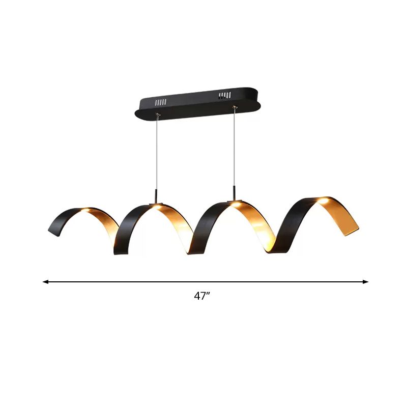 Black Rolling Chandelier Minimalist 1 Light Acrylic Hanging Ceiling Lighting Fixture