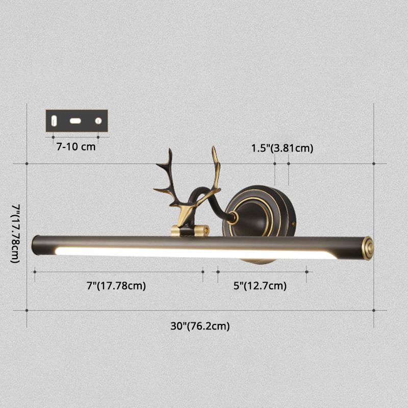 Modern Minimalist Style Streamlined Wall Mounted Vanity Lights Copper Vanity Wall Light Fixtures with Antlers