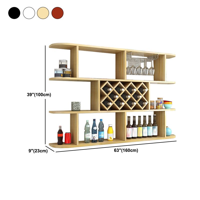 Wood Wall Mounted Modern Wine Rack Wine Stemware Holder for Kitchen