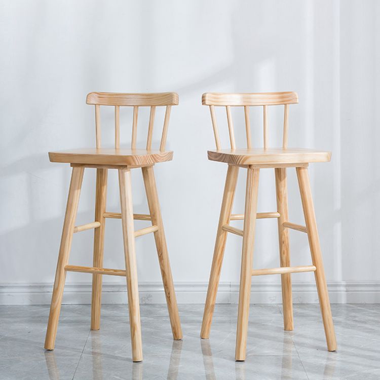 Modern Indoor Counter Stool Natural Solid Wood Square Counter Bar Stool