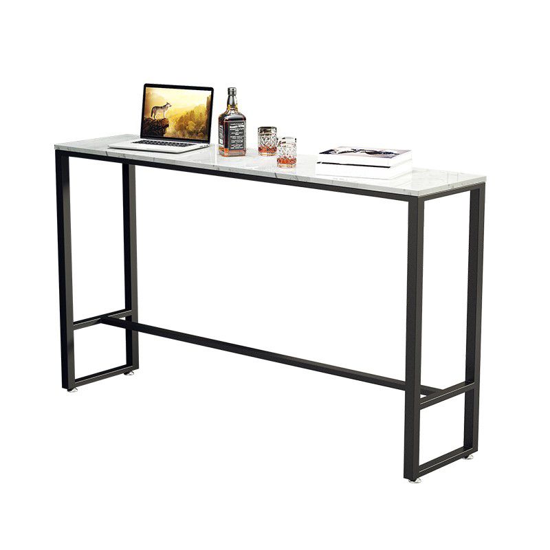 Modern Marble Bistro Table with Rectangle Table Top Black Trestle Table - 42" H