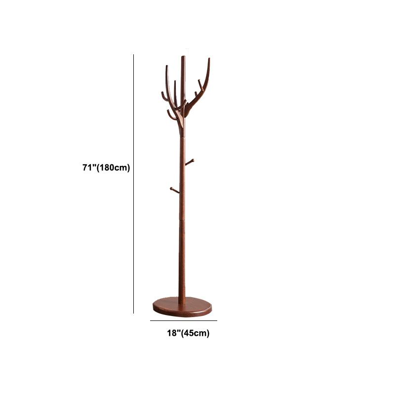 Traditional Coat Rack Free Standing Coat Hook Rubberwood Hall Stand