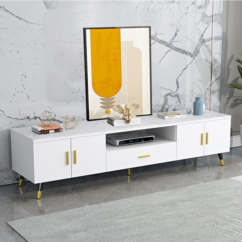 Modern TV Media Console Faux Wood TV Media Stand for Living Room