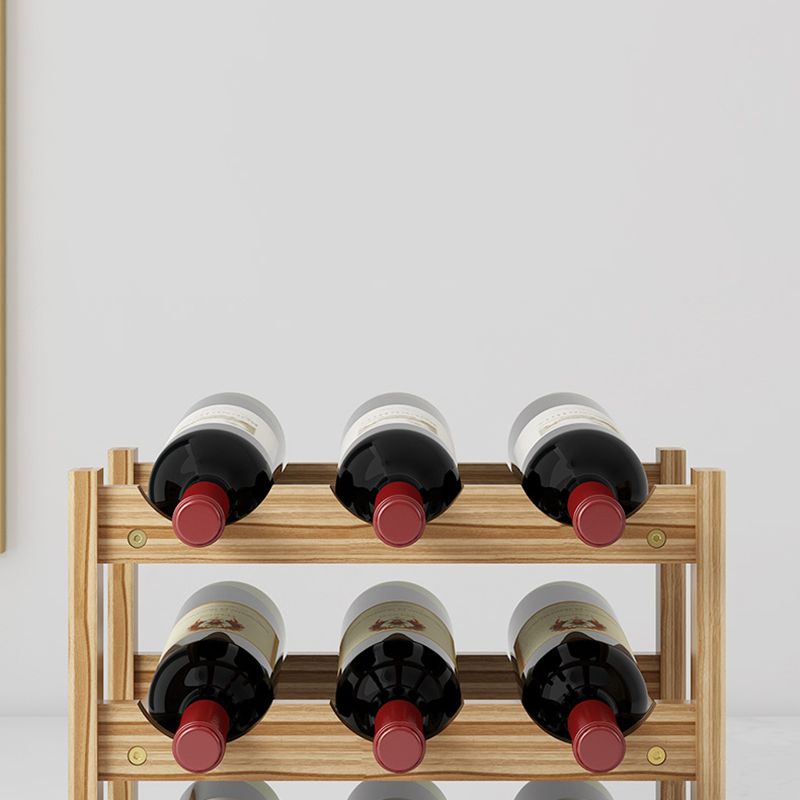 Modern Countertop Wine Bottle Holder Pine Bottle Wine Rack with Shelf