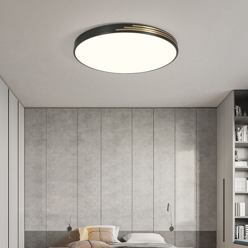 Contemporary Flush Light Round Brass Ceiling Lighting for Bedroom