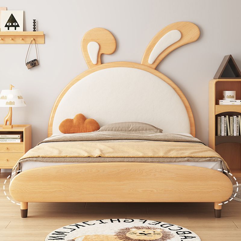 Scandinavian Solid Wood Standard Bed Upholstered Animals Bed Go-Kart in Natural