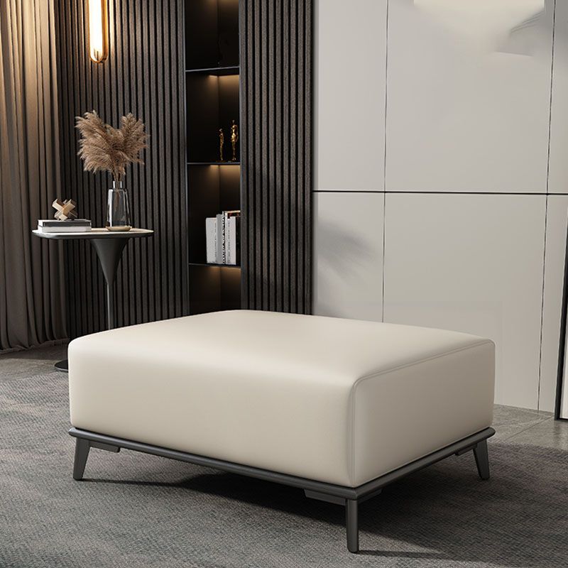 Contemporary Rectangular Ottoman Leather Foot Stool with Legs