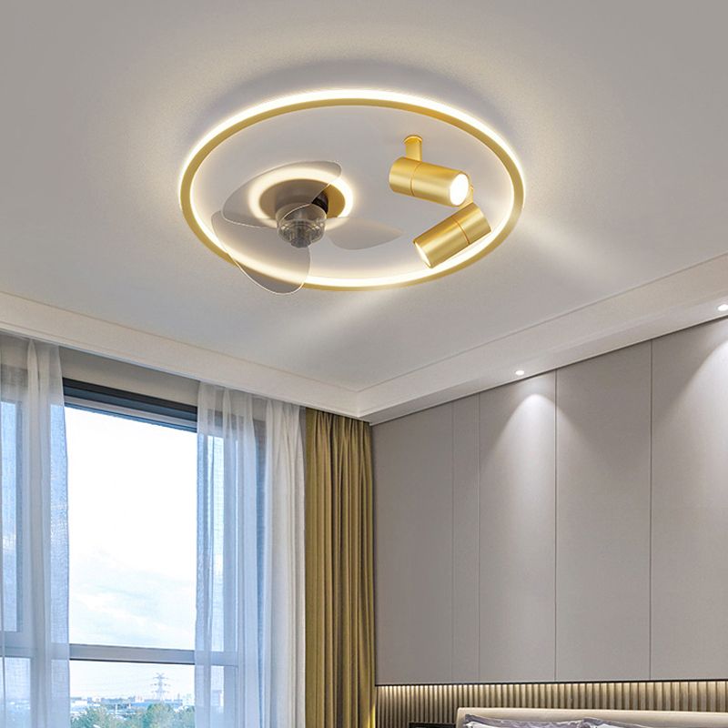 3-Blade LED Ceiling Fan Modernism Metallic Polish Finish Fan with Light for Room